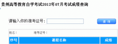 2012年7月【贵州自考成绩查询】入口