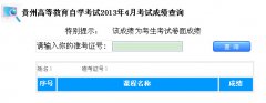 2013年4月贵州自考成绩查询入口