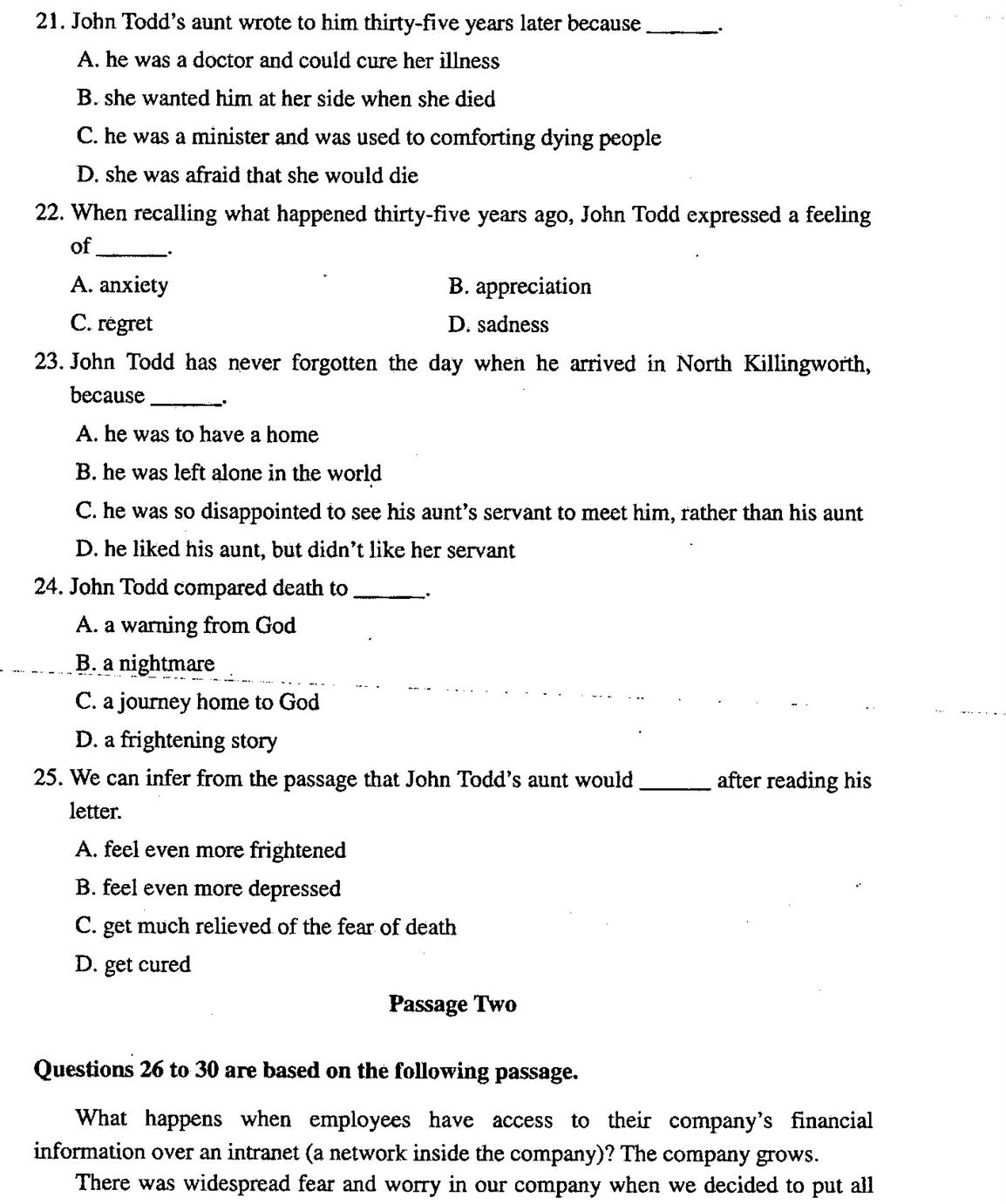 贵州省2004年04月自学考试00015英语二