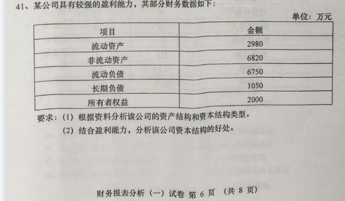 贵州省2016年04月自学考试00161财务报表分析真题及答案