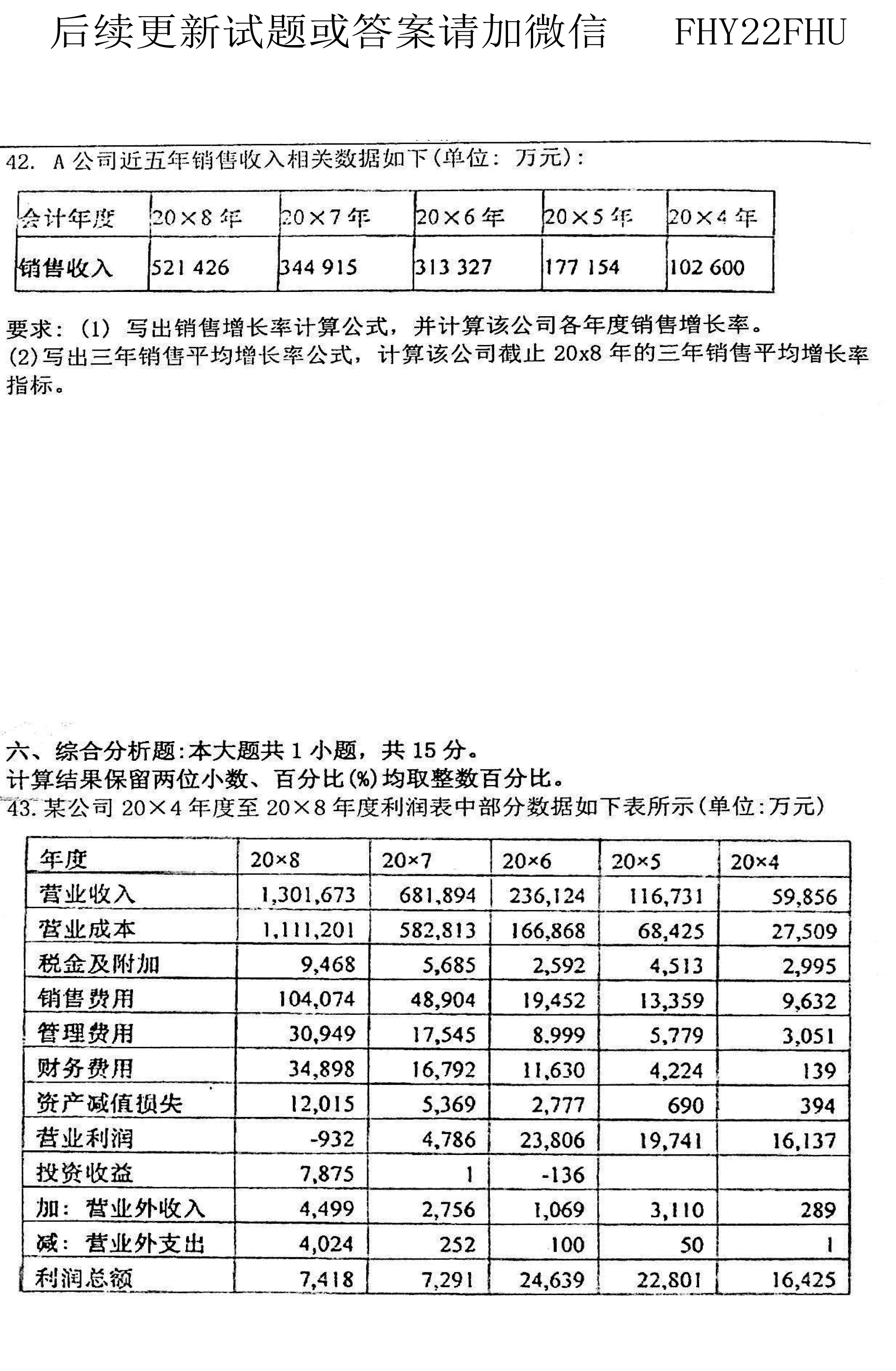 贵州省2020年08月自考00161财务报表分析真题及答案