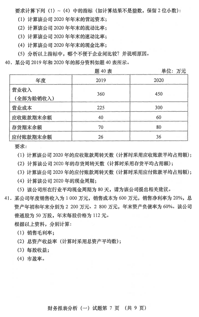 2021年04月贵州省自学考试00161财务报表分析真题及答案