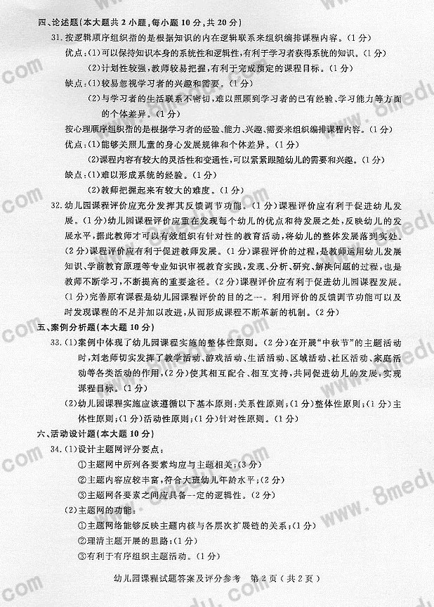 2017年04月贵州省自学考试00394幼儿园课程真题及答案