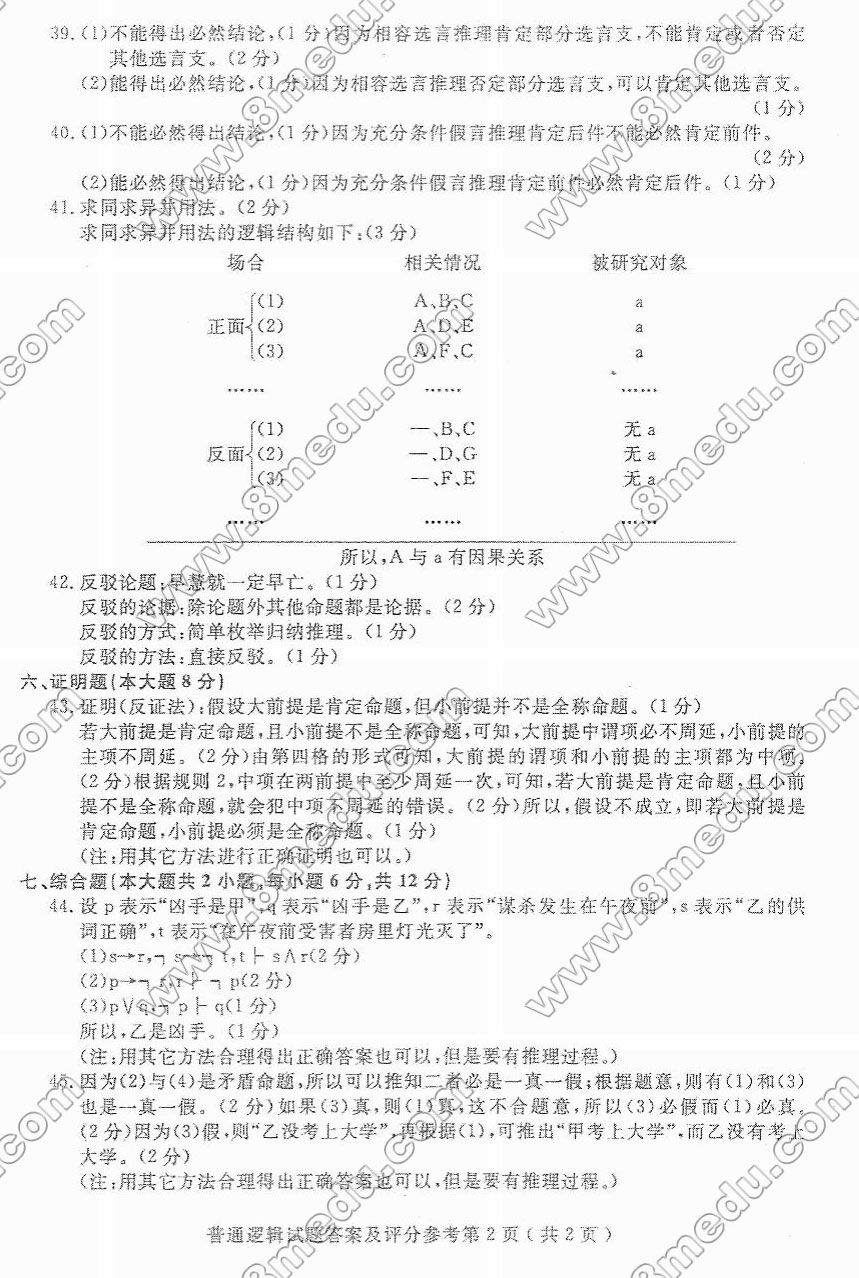 2015年10月贵州省自学考试00024普通逻辑试题及答案
